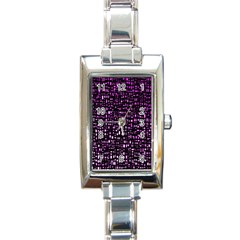 Purple Denim Background Pattern Rectangle Italian Charm Watch