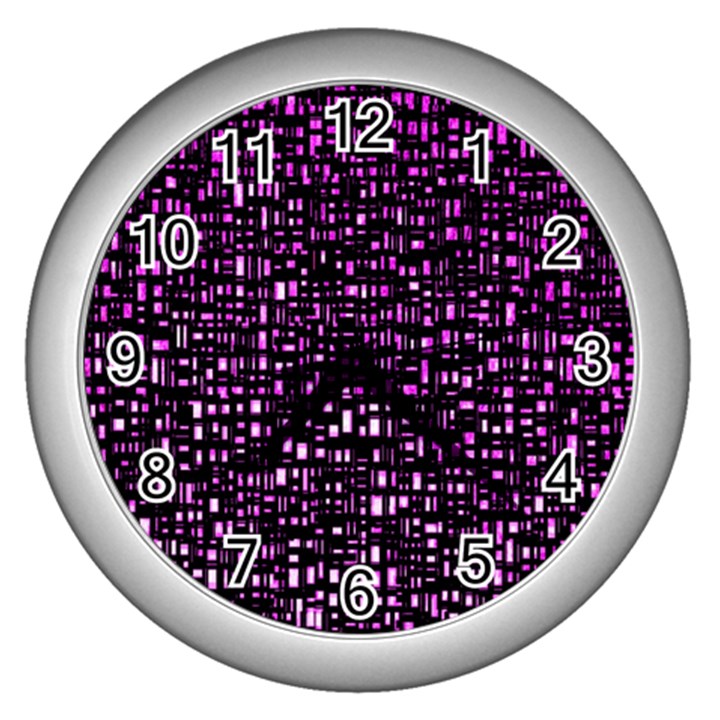 Purple Denim Background Pattern Wall Clocks (Silver) 