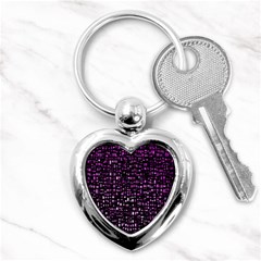 Purple Denim Background Pattern Key Chains (Heart) 