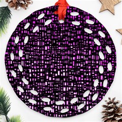 Purple Denim Background Pattern Ornament (Round Filigree)