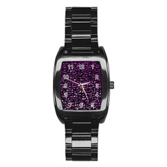 Purple Denim Background Pattern Stainless Steel Barrel Watch