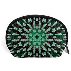 Abstract Green Patterned Wallpaper Background Accessory Pouches (large)  by Nexatart