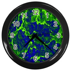 Abstract Green And Blue Background Wall Clocks (black) by Nexatart