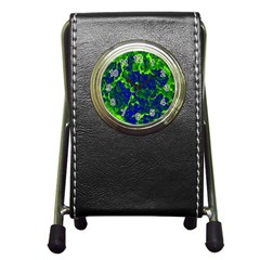 Abstract Green And Blue Background Pen Holder Desk Clocks by Nexatart