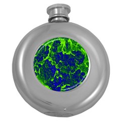 Abstract Green And Blue Background Round Hip Flask (5 Oz) by Nexatart