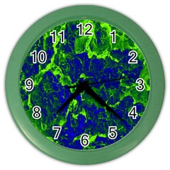 Abstract Green And Blue Background Color Wall Clocks by Nexatart