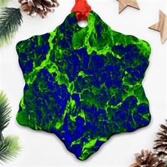 Abstract Green And Blue Background Snowflake Ornament (two Sides) by Nexatart