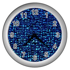 Blue Box Background Pattern Wall Clocks (silver)  by Nexatart