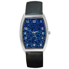 Blue Box Background Pattern Barrel Style Metal Watch by Nexatart