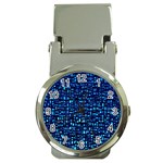 Blue Box Background Pattern Money Clip Watches Front