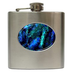 Underwater Abstract Seamless Pattern Of Blues And Elongated Shapes Hip Flask (6 Oz) by Nexatart