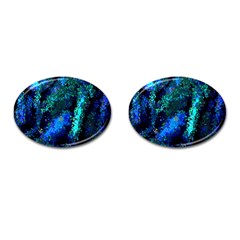 Underwater Abstract Seamless Pattern Of Blues And Elongated Shapes Cufflinks (oval) by Nexatart