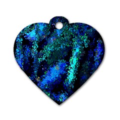 Underwater Abstract Seamless Pattern Of Blues And Elongated Shapes Dog Tag Heart (one Side) by Nexatart