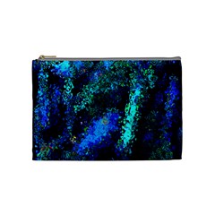 Underwater Abstract Seamless Pattern Of Blues And Elongated Shapes Cosmetic Bag (medium)  by Nexatart