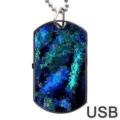 Underwater Abstract Seamless Pattern Of Blues And Elongated Shapes Dog Tag Usb Flash (two Sides) by Nexatart