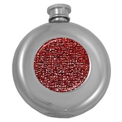 Red Box Background Pattern Round Hip Flask (5 Oz) by Nexatart