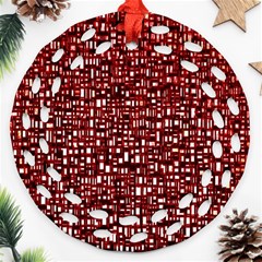 Red Box Background Pattern Round Filigree Ornament (two Sides) by Nexatart