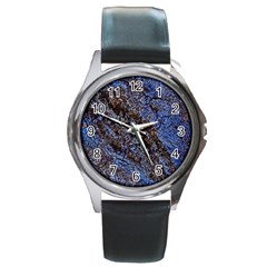 Cracked Mud And Sand Abstract Round Metal Watch by Nexatart