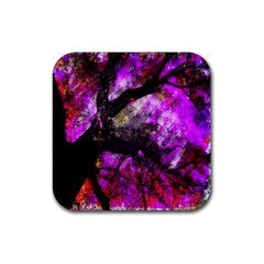 Pink Abstract Tree Rubber Coaster (square)  by Nexatart