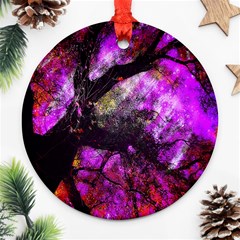 Pink Abstract Tree Round Ornament (two Sides) by Nexatart