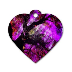 Pink Abstract Tree Dog Tag Heart (one Side) by Nexatart