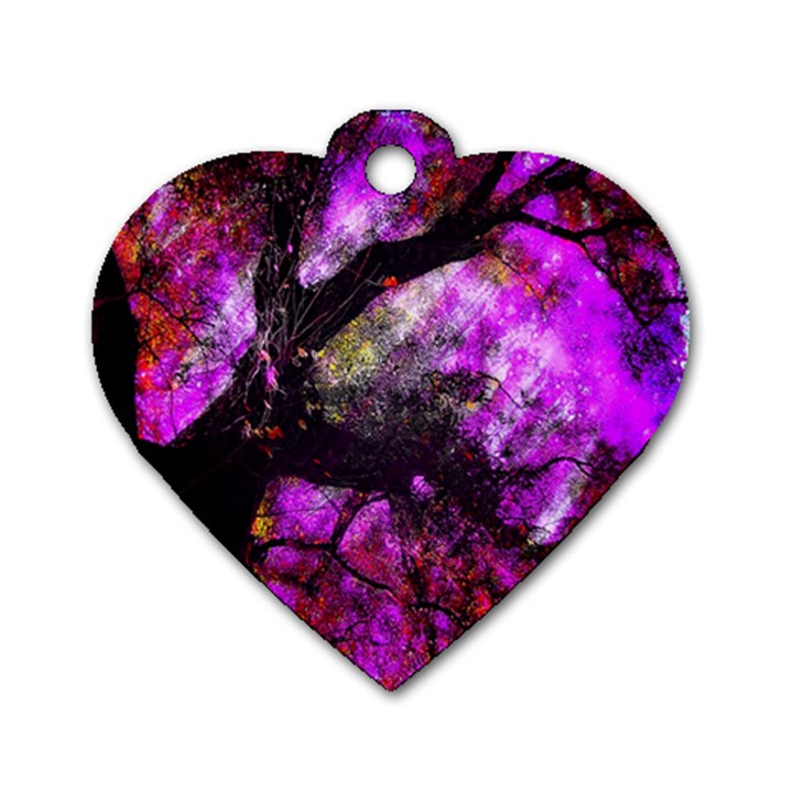 Pink Abstract Tree Dog Tag Heart (One Side)