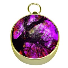 Pink Abstract Tree Gold Compasses by Nexatart