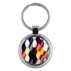 Colorful Hexagon Pattern Key Chains (round)  by Nexatart