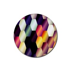 Colorful Hexagon Pattern Rubber Round Coaster (4 Pack)  by Nexatart