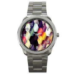 Colorful Hexagon Pattern Sport Metal Watch by Nexatart