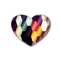 Colorful Hexagon Pattern Heart Coaster (4 Pack)  by Nexatart