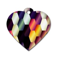 Colorful Hexagon Pattern Dog Tag Heart (two Sides) by Nexatart