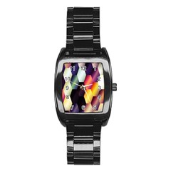 Colorful Hexagon Pattern Stainless Steel Barrel Watch by Nexatart