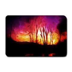 Fall Forest Background Small Doormat  by Nexatart