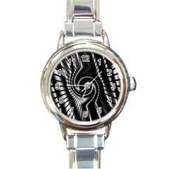 Abstract Background Resembling To Metal Grid Round Italian Charm Watch