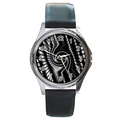 Abstract Background Resembling To Metal Grid Round Metal Watch