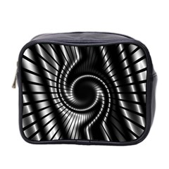 Abstract Background Resembling To Metal Grid Mini Toiletries Bag 2-Side