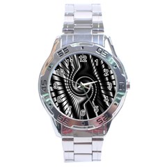 Abstract Background Resembling To Metal Grid Stainless Steel Analogue Watch