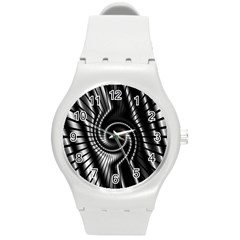 Abstract Background Resembling To Metal Grid Round Plastic Sport Watch (m) by Nexatart