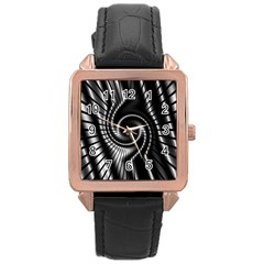 Abstract Background Resembling To Metal Grid Rose Gold Leather Watch 