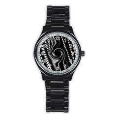 Abstract Background Resembling To Metal Grid Stainless Steel Round Watch