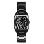 Abstract Background Resembling To Metal Grid Stainless Steel Barrel Watch Front