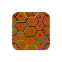 Color Bee Hive Color Bee Hive Pattern Rubber Square Coaster (4 Pack)  by Nexatart