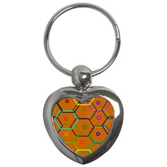 Color Bee Hive Color Bee Hive Pattern Key Chains (heart)  by Nexatart