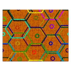 Color Bee Hive Color Bee Hive Pattern Rectangular Jigsaw Puzzl by Nexatart