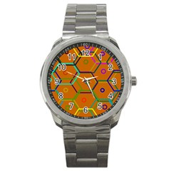 Color Bee Hive Color Bee Hive Pattern Sport Metal Watch by Nexatart