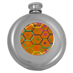 Color Bee Hive Color Bee Hive Pattern Round Hip Flask (5 Oz) by Nexatart