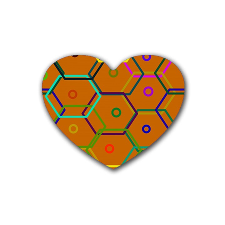 Color Bee Hive Color Bee Hive Pattern Heart Coaster (4 pack) 