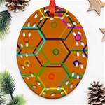 Color Bee Hive Color Bee Hive Pattern Oval Filigree Ornament (Two Sides) Back