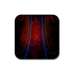 Bright Background With Stars And Air Curtains Rubber Square Coaster (4 Pack)  by Nexatart